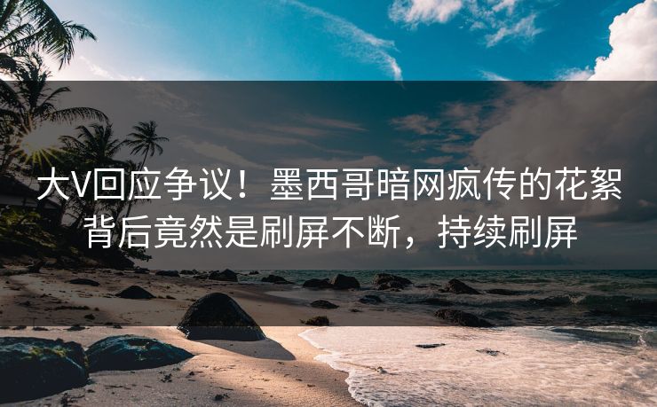 大V回应争议！墨西哥暗网疯传的花絮背后竟然是刷屏不断，持续刷屏