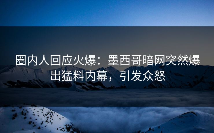圈内人回应火爆：墨西哥暗网突然爆出猛料内幕，引发众怒