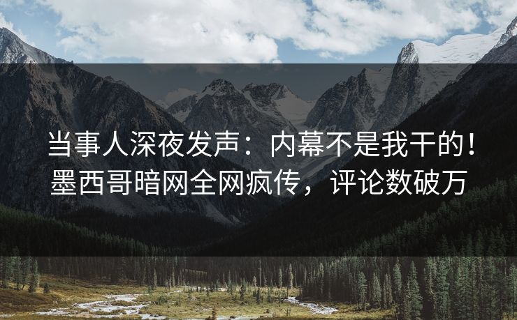 当事人深夜发声：内幕不是我干的！墨西哥暗网全网疯传，评论数破万