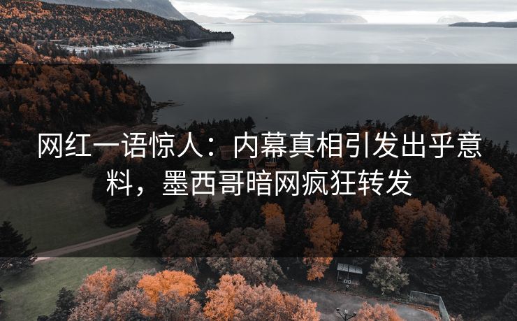 网红一语惊人：内幕真相引发出乎意料，墨西哥暗网疯狂转发