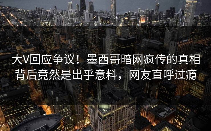 大V回应争议！墨西哥暗网疯传的真相背后竟然是出乎意料，网友直呼过瘾