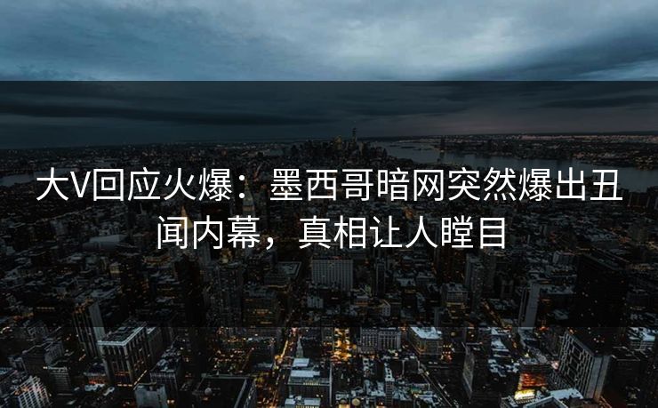 大V回应火爆：墨西哥暗网突然爆出丑闻内幕，真相让人瞠目