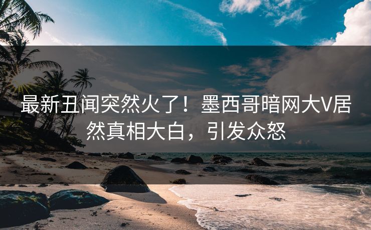 最新丑闻突然火了！墨西哥暗网大V居然真相大白，引发众怒
