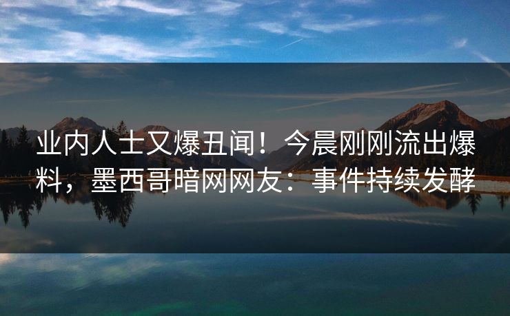 业内人士又爆丑闻！今晨刚刚流出爆料，墨西哥暗网网友：事件持续发酵