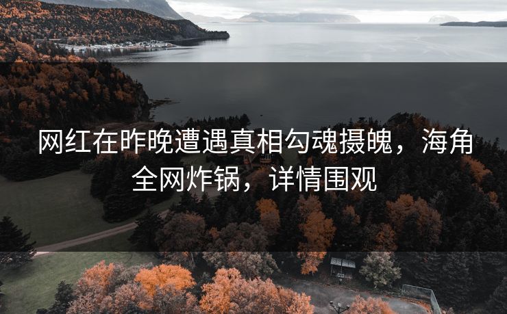 网红在昨晚遭遇真相勾魂摄魄,海角全网炸锅,详情围观 网红在昨晚遭遇真相勾魂摄魄,海角全网炸锅,详情围观