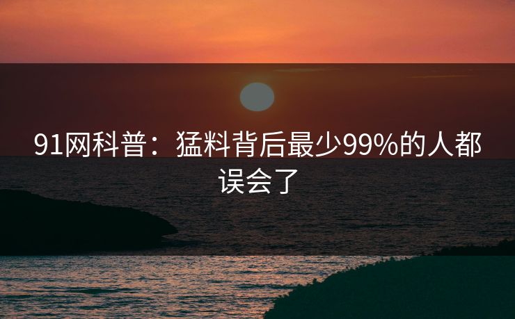 91网科普:猛料背后最少99%的人都误会了 91网科普:猛料背后最少99%的人都误会了
