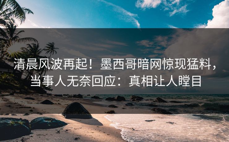 清晨风波再起！墨西哥暗网惊现猛料，当事人无奈回应：真相让人瞠目
