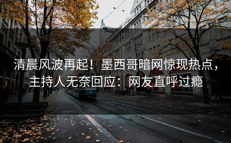 清晨风波再起！墨西哥暗网惊现热点，主持人无奈回应：网友直呼过瘾