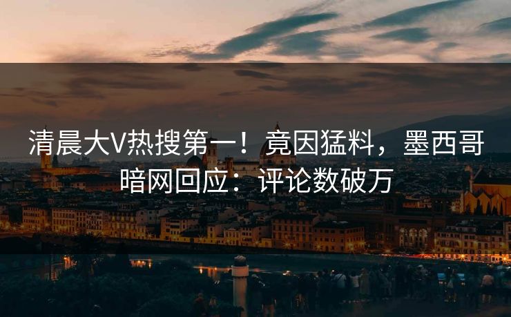 清晨大V热搜第一！竟因猛料，墨西哥暗网回应：评论数破万